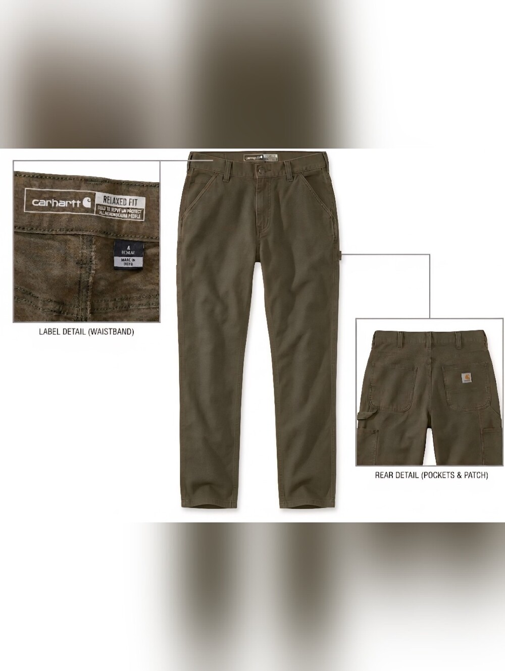 Carhartt Olive Relaxed-Fit Utility Pants